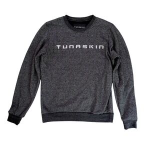 Tunaskin Men's Crewneck Sweatshirt Charcoal Heather Gray Logo Pullover- Small